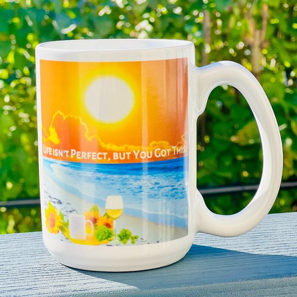 15oz Life isn't Perfect Novelty Mug with Large Handle - Picture 2 of 4
